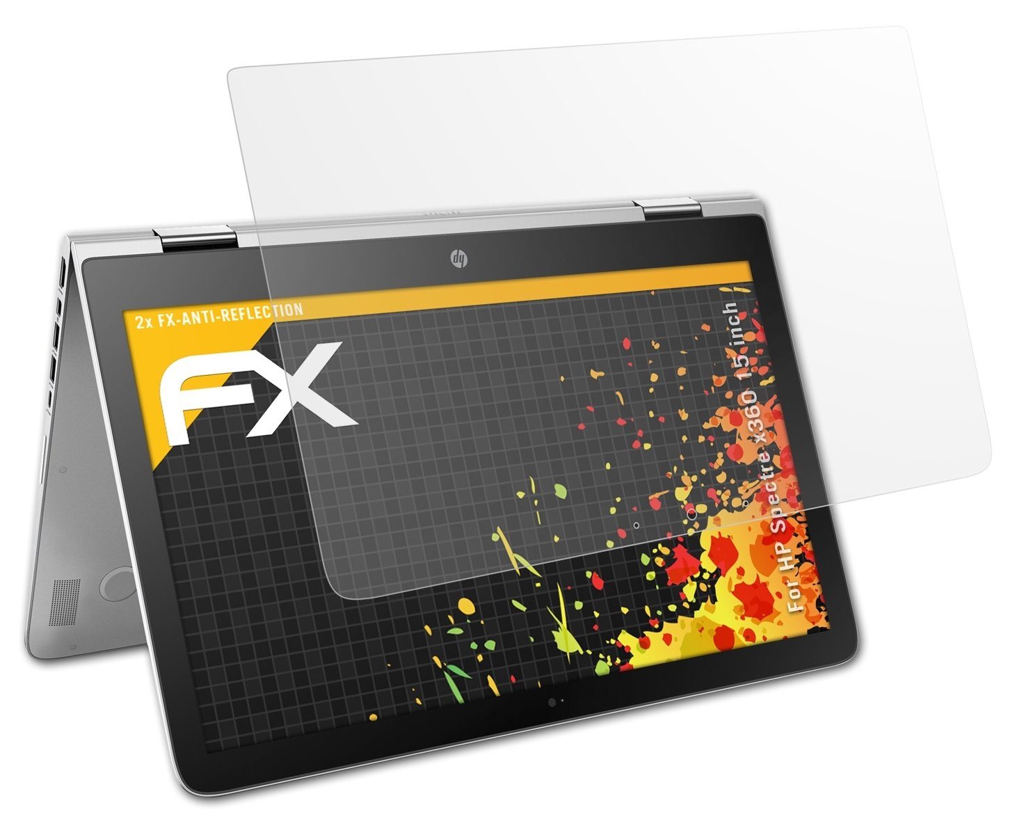 atFoliX Schutzfolie für HP Spectre x360 15 inch, (2 Folien), Entspiegelnd und stoßdämpfend