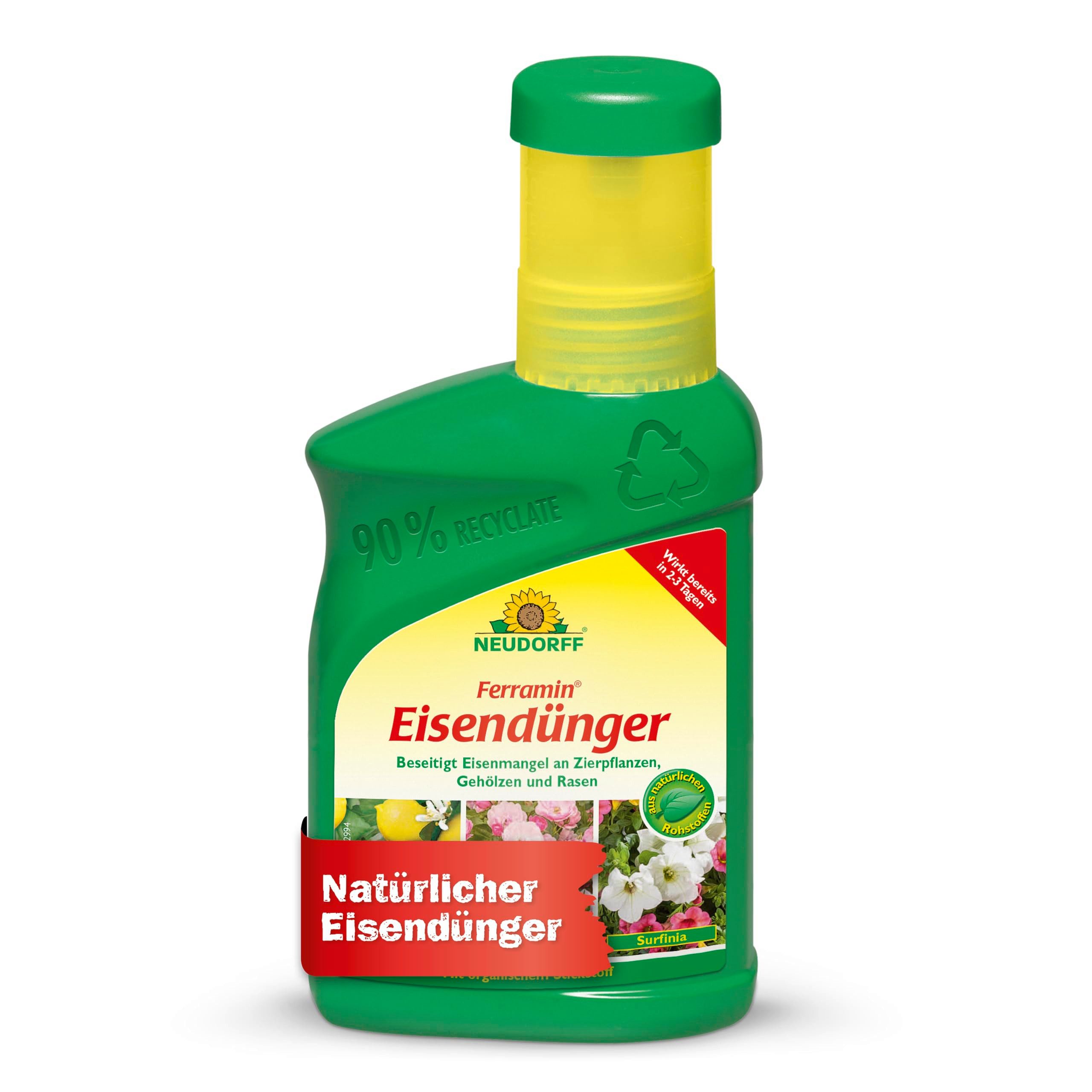 Neudorff Eisendünger Ferramin Eisendünger 250 ml, Vor Gebrauch gut schütteln und nur verdünnt anwenden., für kräftig-grüne Blätter und Rasengräser, Flüssiger Eisendünger mit schneller Grünfärbung bei Eisenmangel