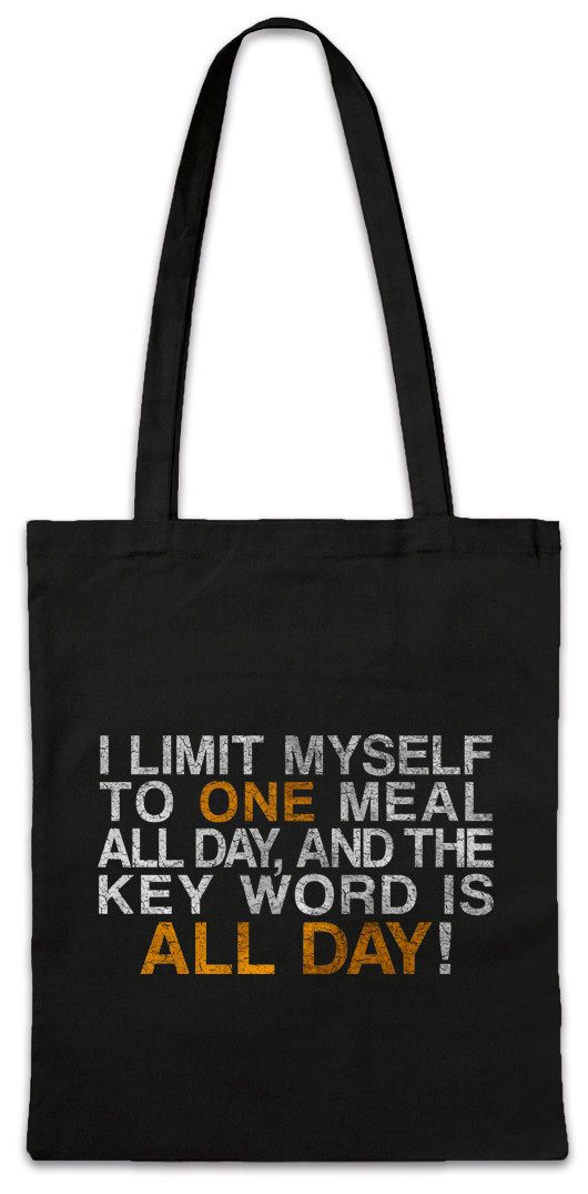 Beuteltasche One Meal All Day Stofftasche Dick Dicker Stolz Übergewicht Chubby