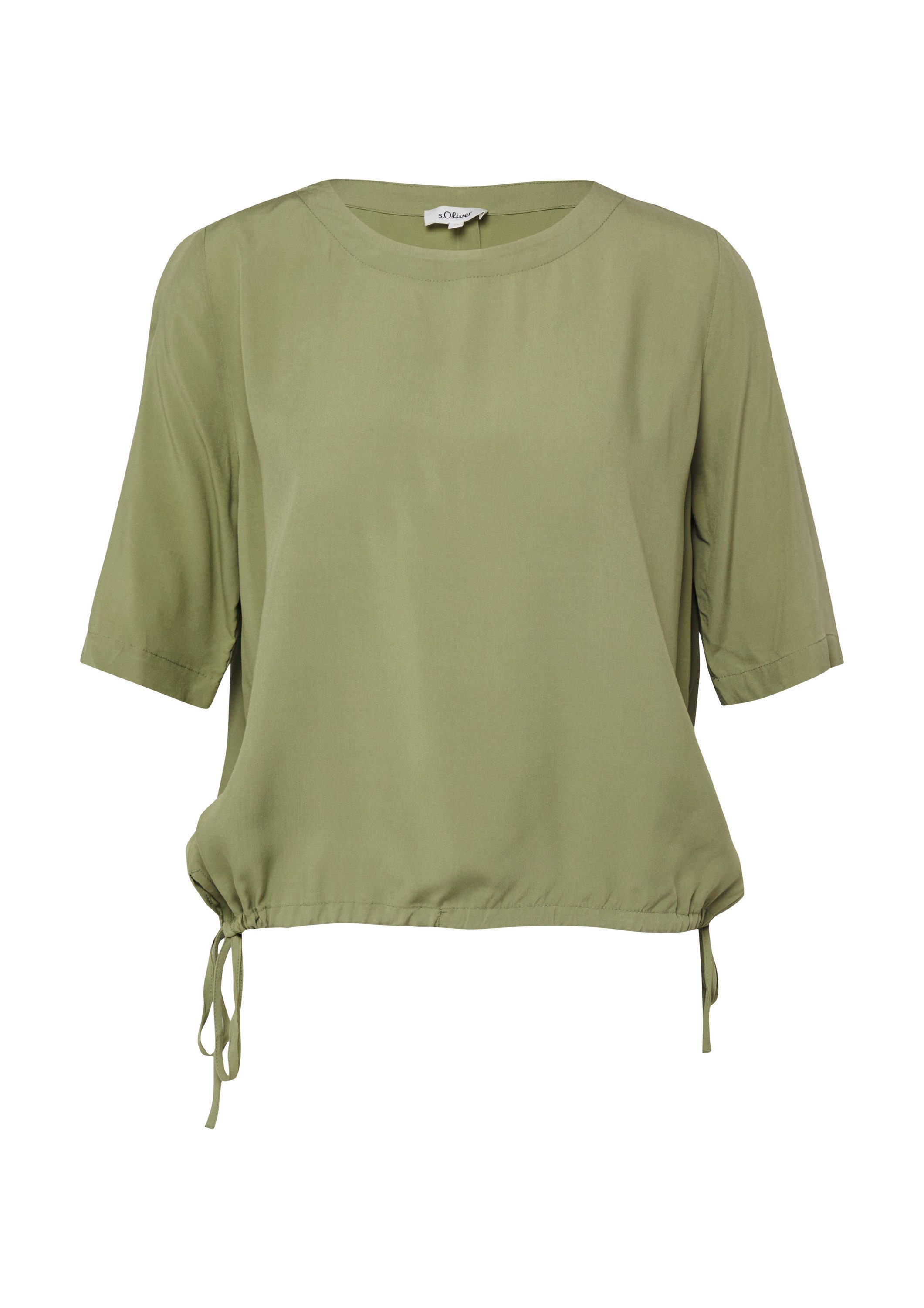 s.Oliver Kurzarmbluse Bluse Shirt-Bluse mit verstellbarem Saum