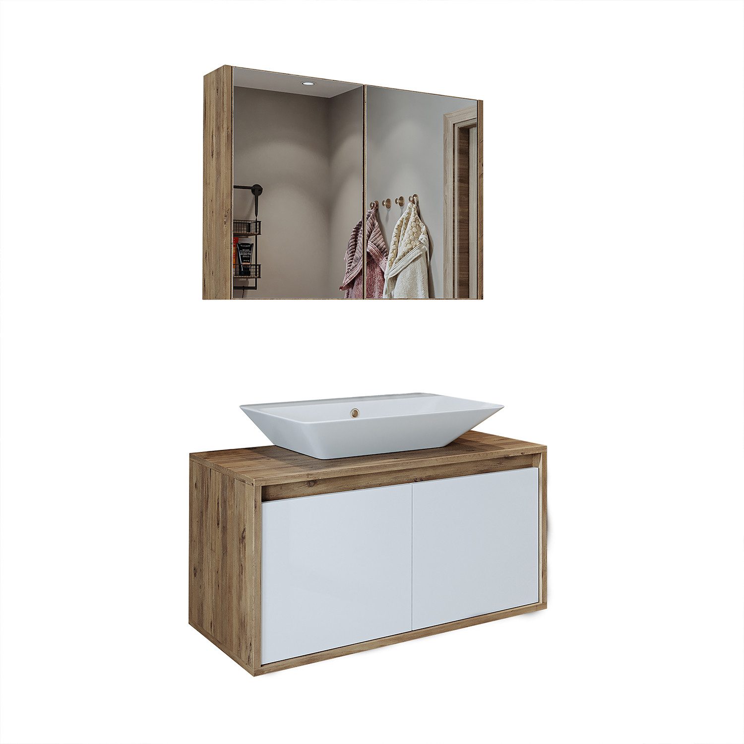 Roomart Badmöbel-Set, (Roomart Badmöbel Set Waschbecken mit Unterschrank 85 günstig online kaufen