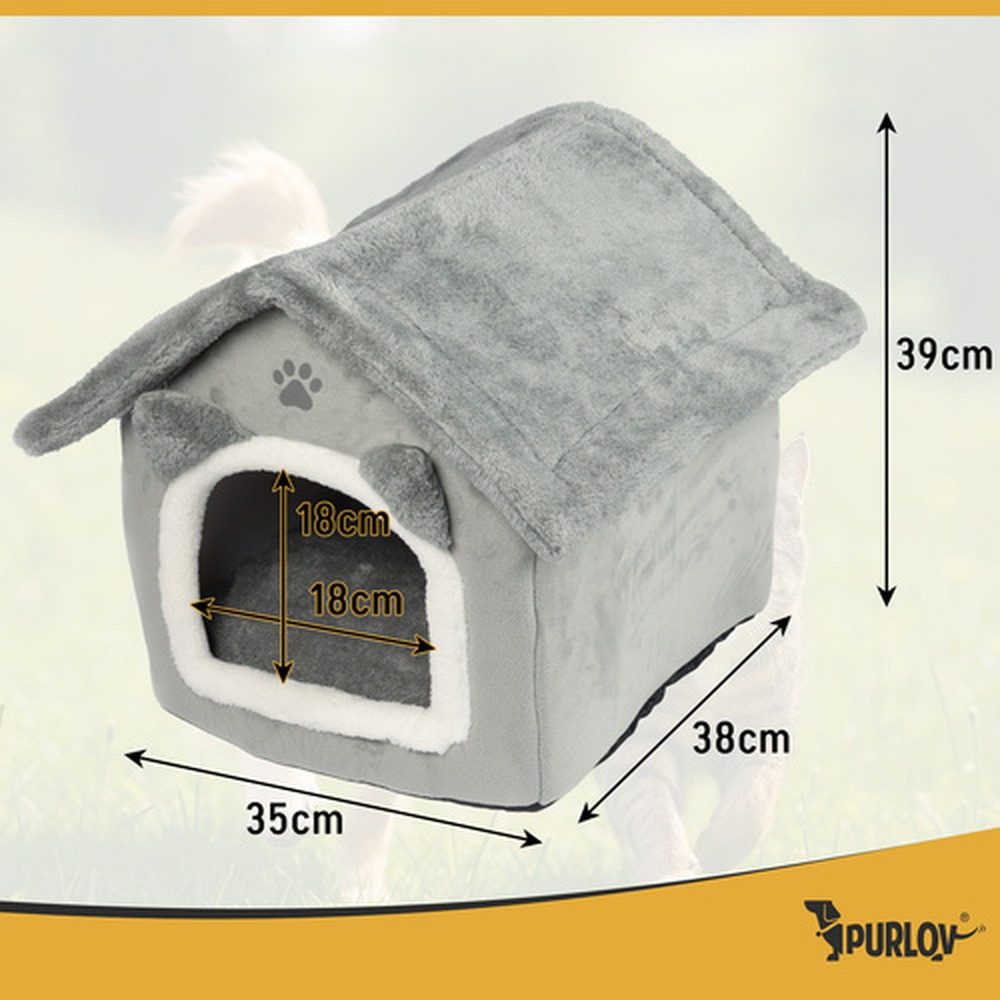 Purlov Tierbett Katzenbett Plüschhaus, Stand sorgt für Sicherheit bei jedem Sprung oder Positionswechsel
