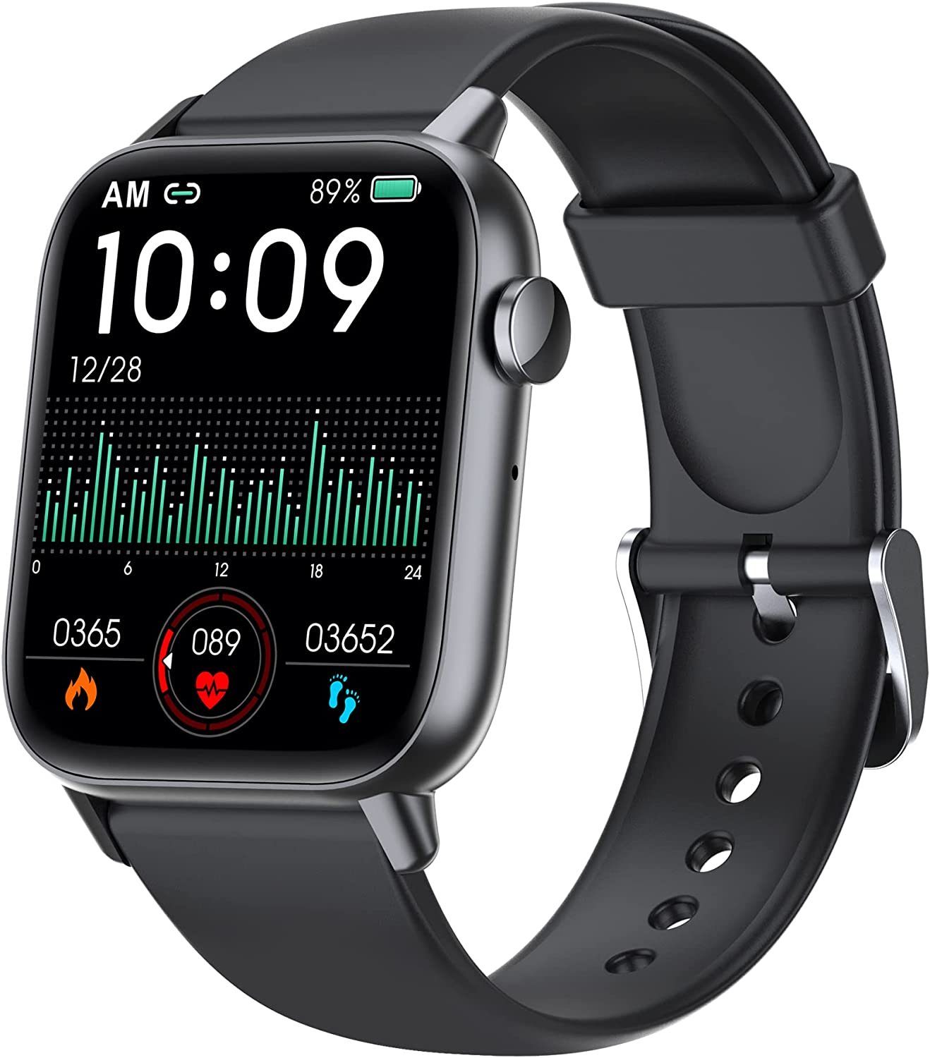 mit cm/1,69'' deutscher Smartwatch mit set, Smartwatch Spar Touchscreen Voll von (4,3 Herzfrequenzmesser, EKG-Daten, Blutdruckmessgerät Bedienungsanleitung Zoll) Ladekabel, HD Analyse - QS108 Manike