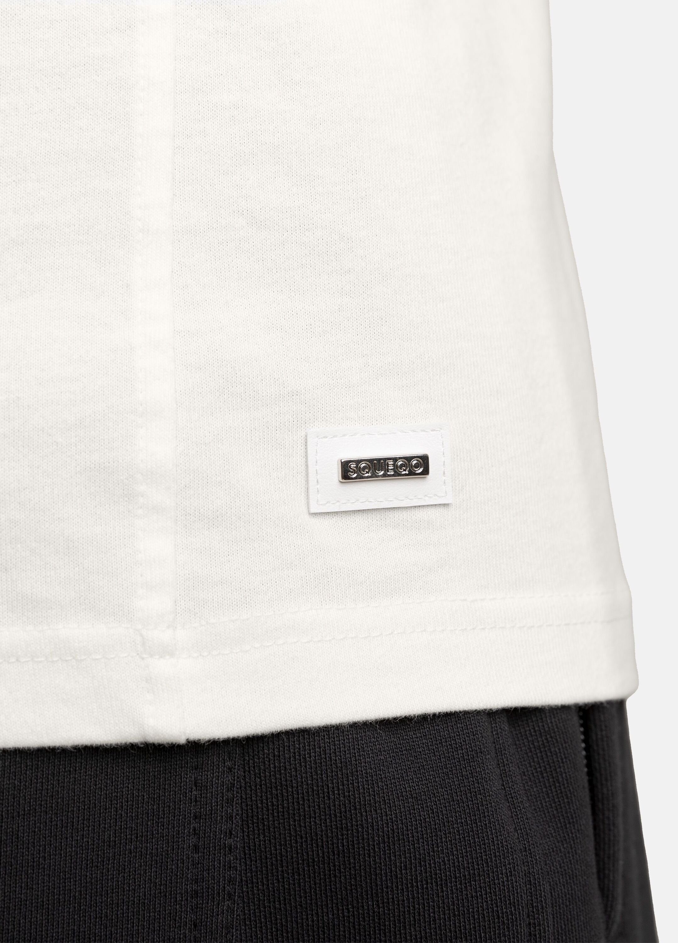 SQUEQO T-Shirt mit geripptem Rundhalsausschnitt White Off