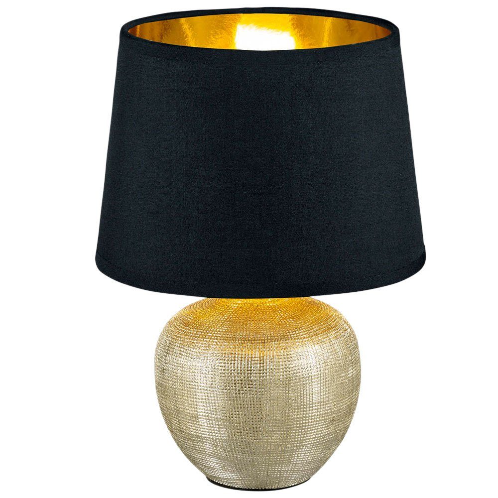 Schreib Lese im- LED GOLD inklusive, Tischleuchte, etc-shop Textil Leuchtmittel Zimmer Lampe Wohn Ess Tisch Warmweiß, Leuchte