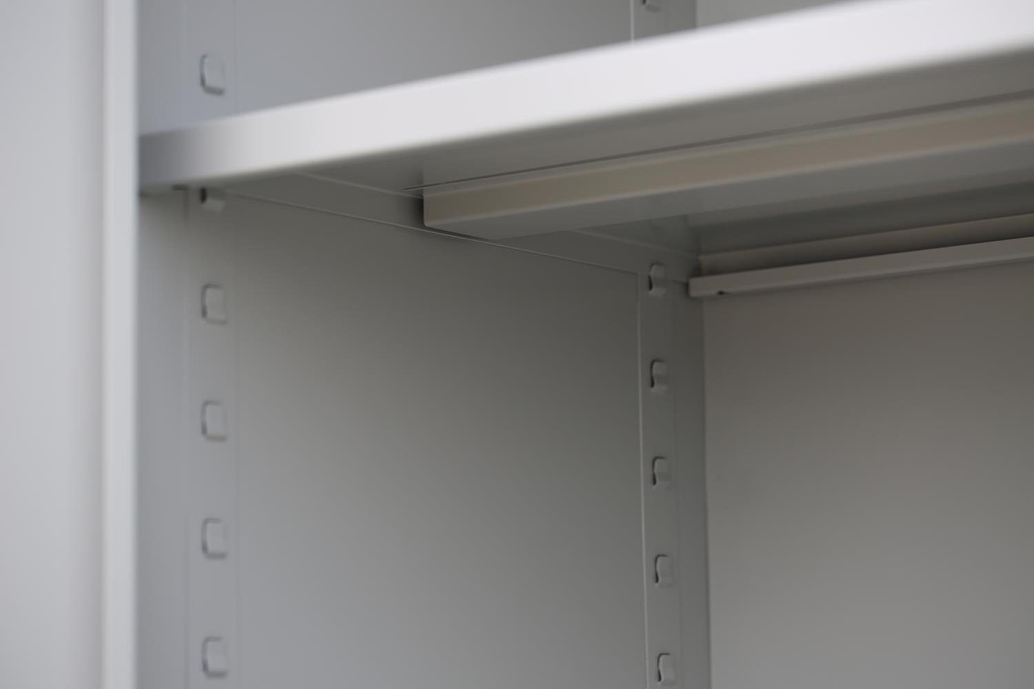 Lichtgrau/ 7035 RAL | keine 7016 Türen: Steelboxx Metallschrank Mehrzweckschrank Korpus: montiert, Montage Aktenschrank abschließbar Lichtgrau Anthrazitgrau (1-St) RAL Komplett Büroschrank notwendig 195x92,5x50cm