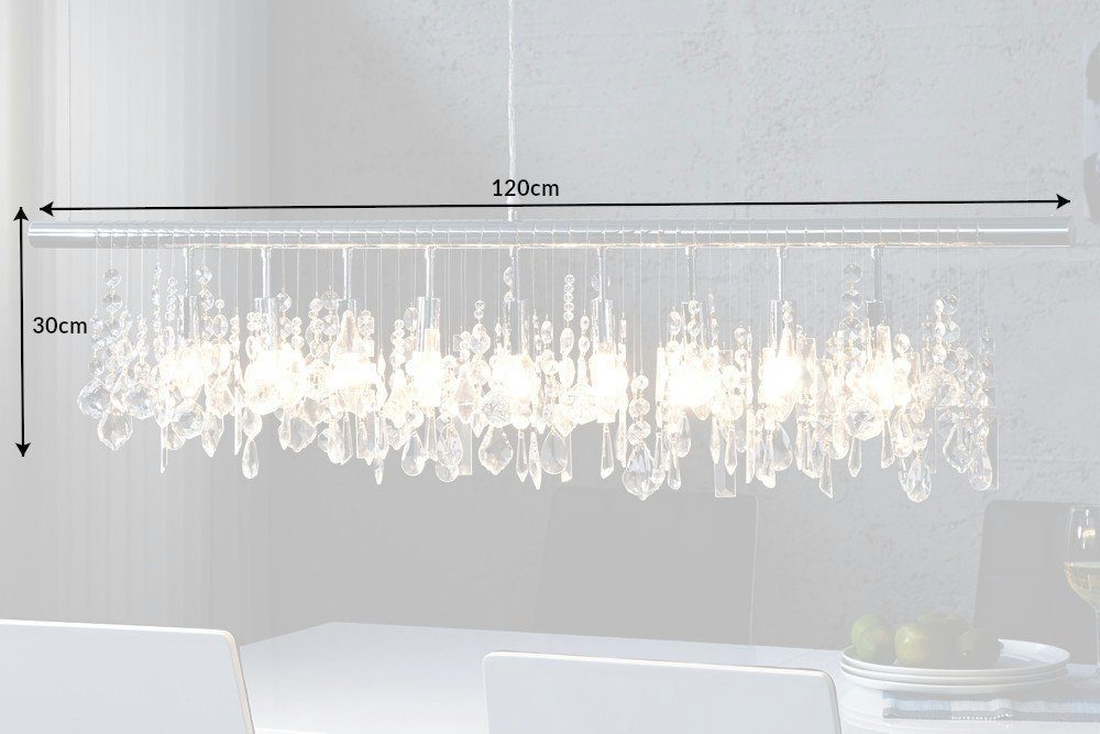 Barock riess-ambiente DIAMONDS Wohnzimmer ohne Hängeleuchte Schlafzimmer · transparent, Leuchtmittel, Metall · 120cm silber Design / · XL