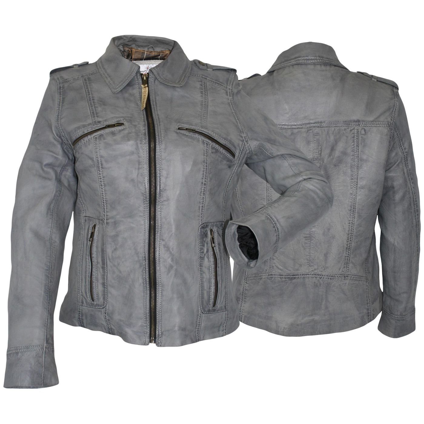 German Wear Lederjacke Trend 415J Jacke Lederjacke Damen Grau aus grau Leder Lamm Nappa