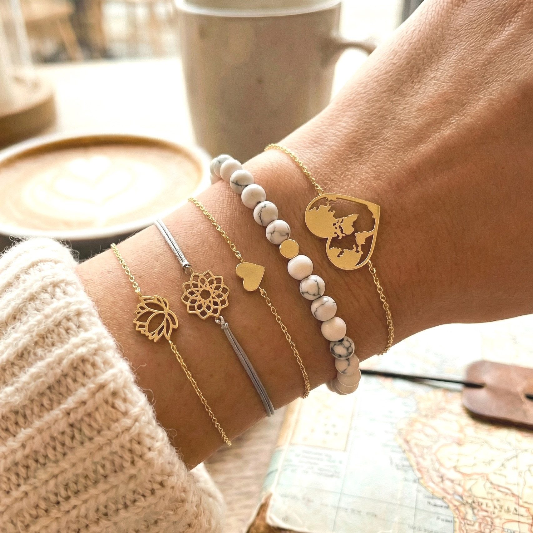Armband Boho Vintage Armband Set mit Edelsteinen