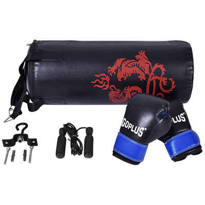 COSTWAY Boxsack »Punchingsack Set Punching Bag Boxing Bag«, mit 8oz Boxhandschuhen, inkl. Deckenhaken und Springseil