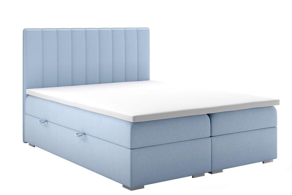 JVmoebel Boxspringbett Luxus Designerbett mit hohem Kopfteil und edlem Textilbezug (1-St)