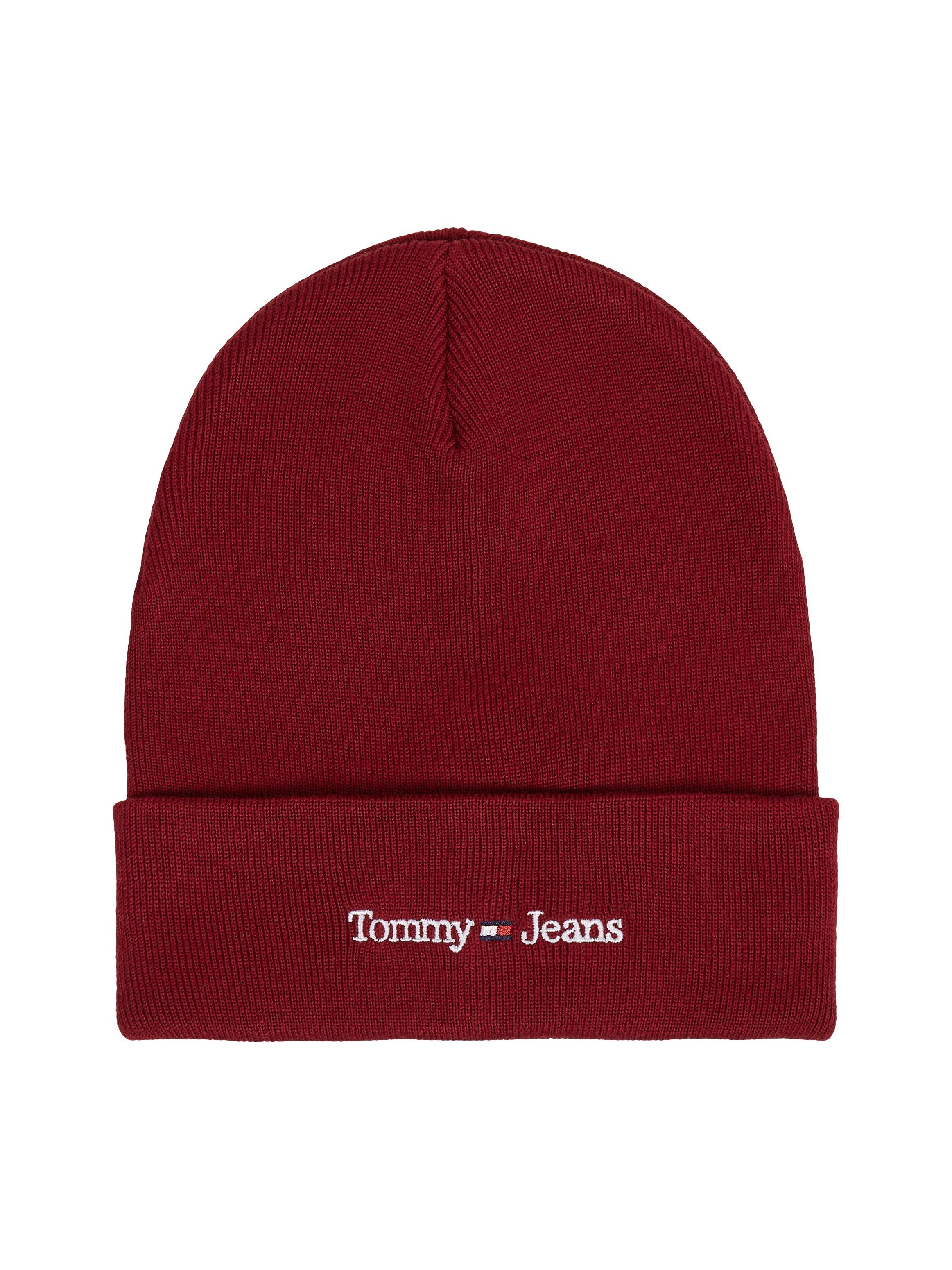 Tommy Jeans Beanie Beanie Logo- TJW BEANIE aus Rouge Rippstrick Deep SPORT
