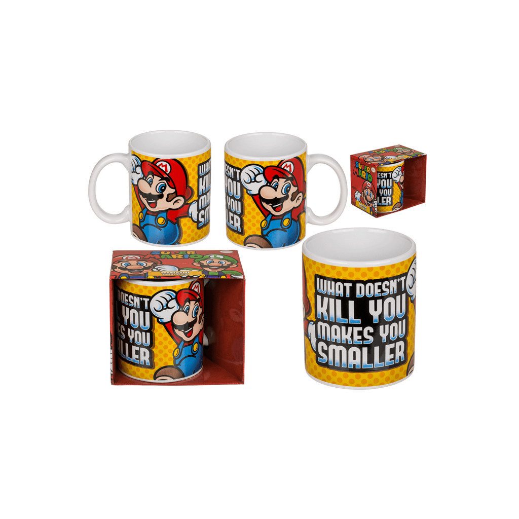 what the shop Geschenkset Super Mario–Tasse, Sticker, Anhänger & Switch 2 Case Zubehör Nintendo (Retro-Feeling für echte Gamer-Herzen)