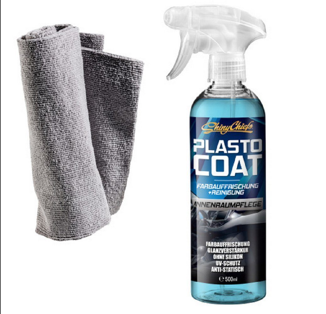 PLASTO COAT - INNENRAUMPFLEGE 500ml Set Mikrofasertuch 380GSM Auto-Reinigungsmittel