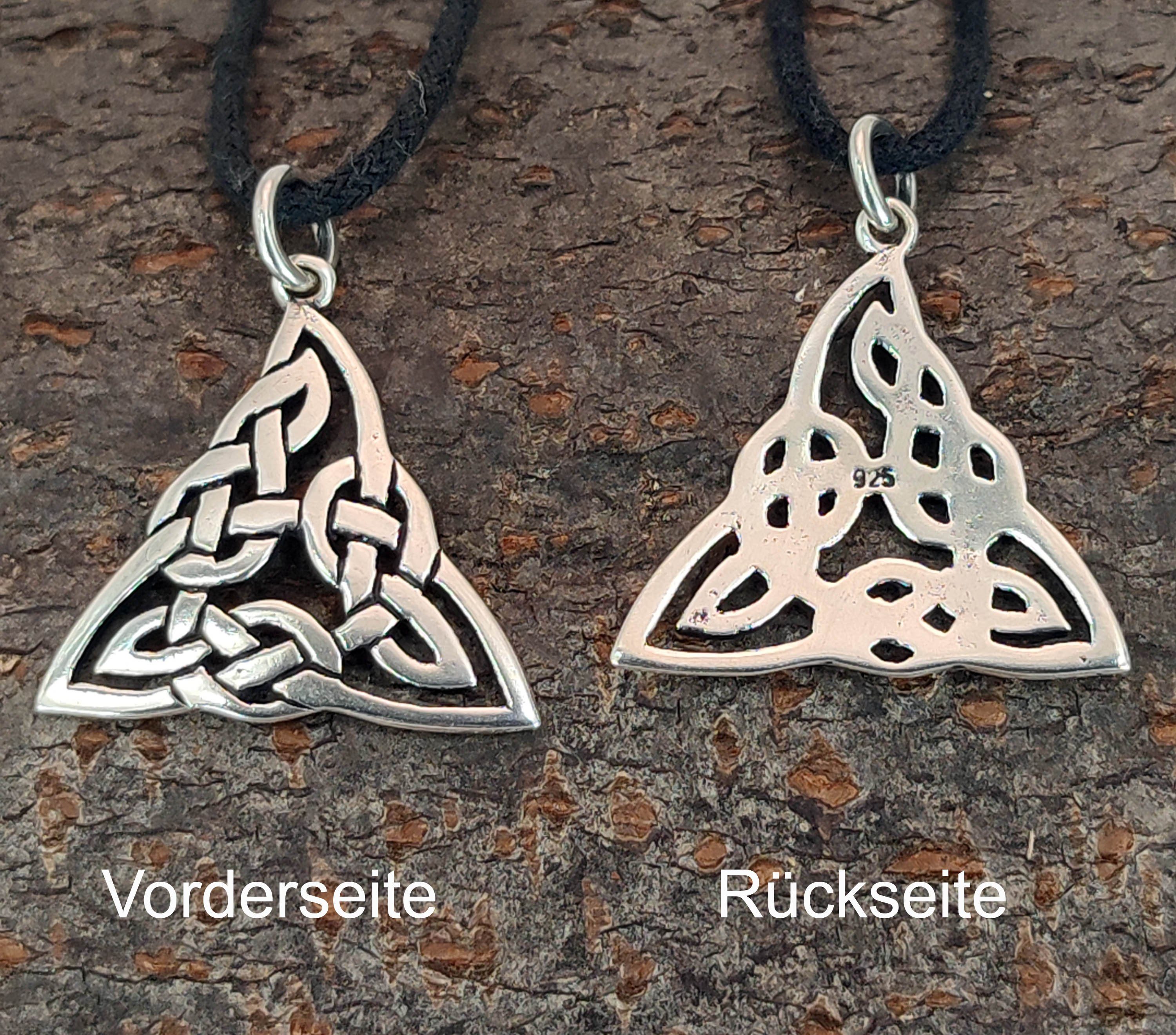 Silber of 925 Kiss Knoten Anhänger keltischer Leather Keltenknoten Kettenanhänger Dreieck