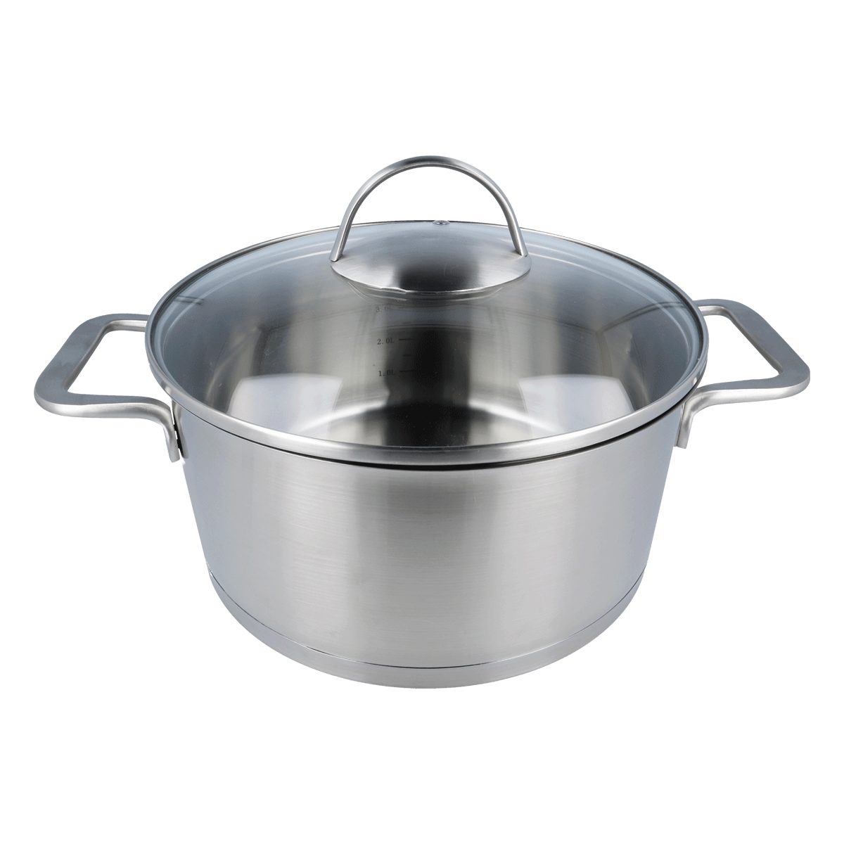 EUROHOME Kochtopf Bratentopf mit Glasdeckel passgenau und induktionsgeeignet, Edelstahl (1-tlg., Kochtopf Edelstahl Ø24 cm), Topf alle Herdarten, Universaltop mit Messskala