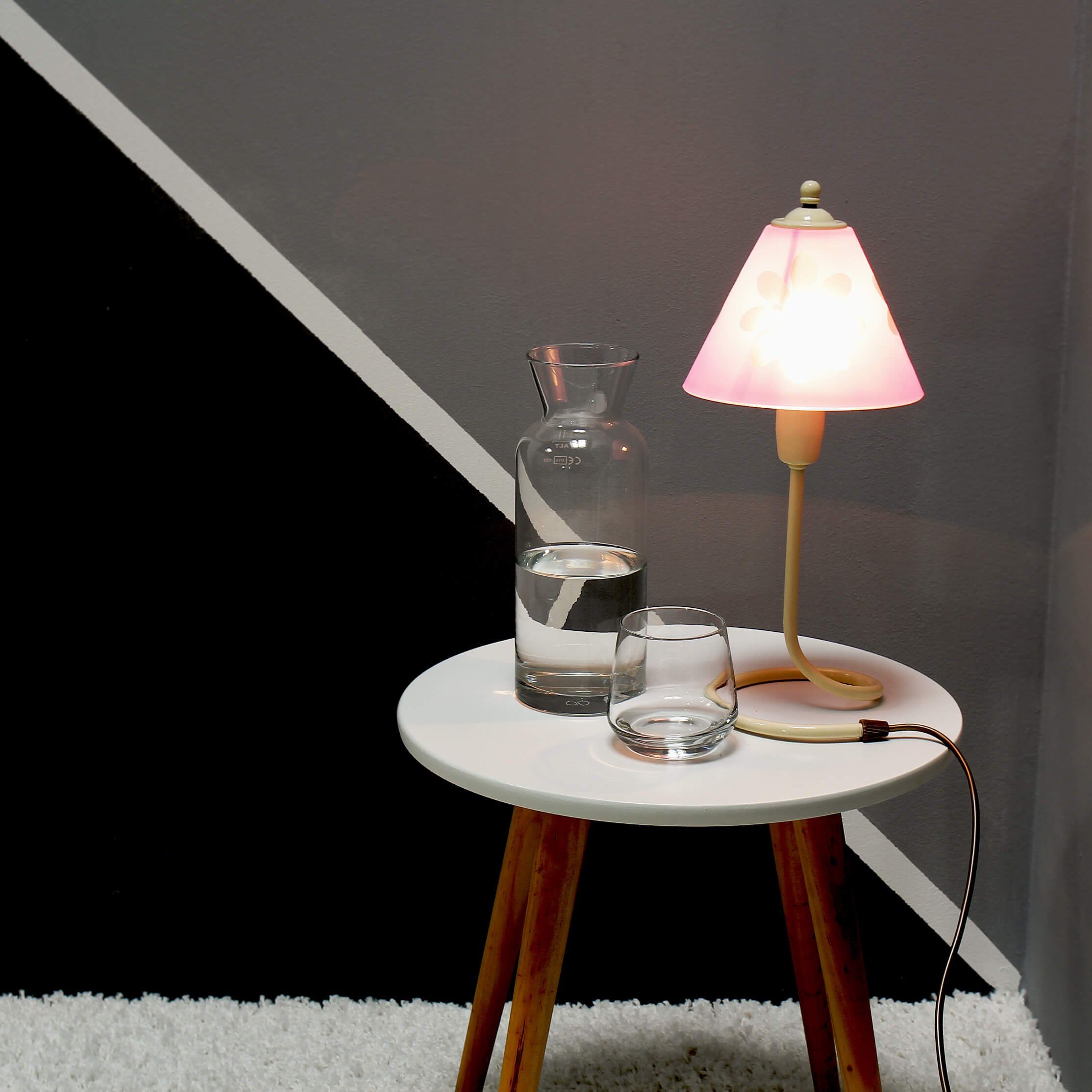 Weiß Lila E14 Glas Licht-Erlebnisse Tisch KIKU, ohne Tischleuchte Metall Leuchtmittel, Kinderzimmerleuchte