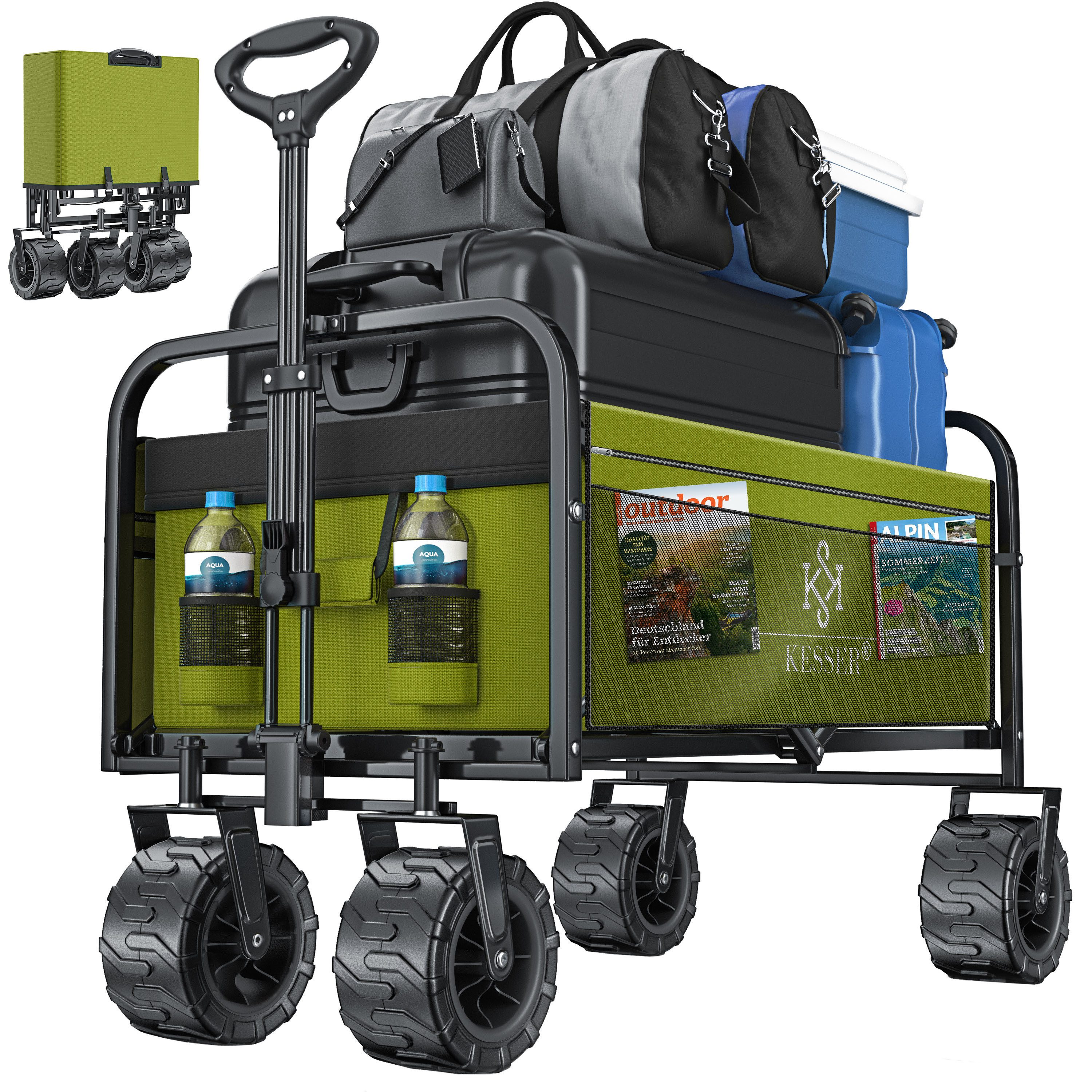 KESSER Bollerwagen, Bollerwagen faltbar Breite Reifen Handwagen Transportkarre