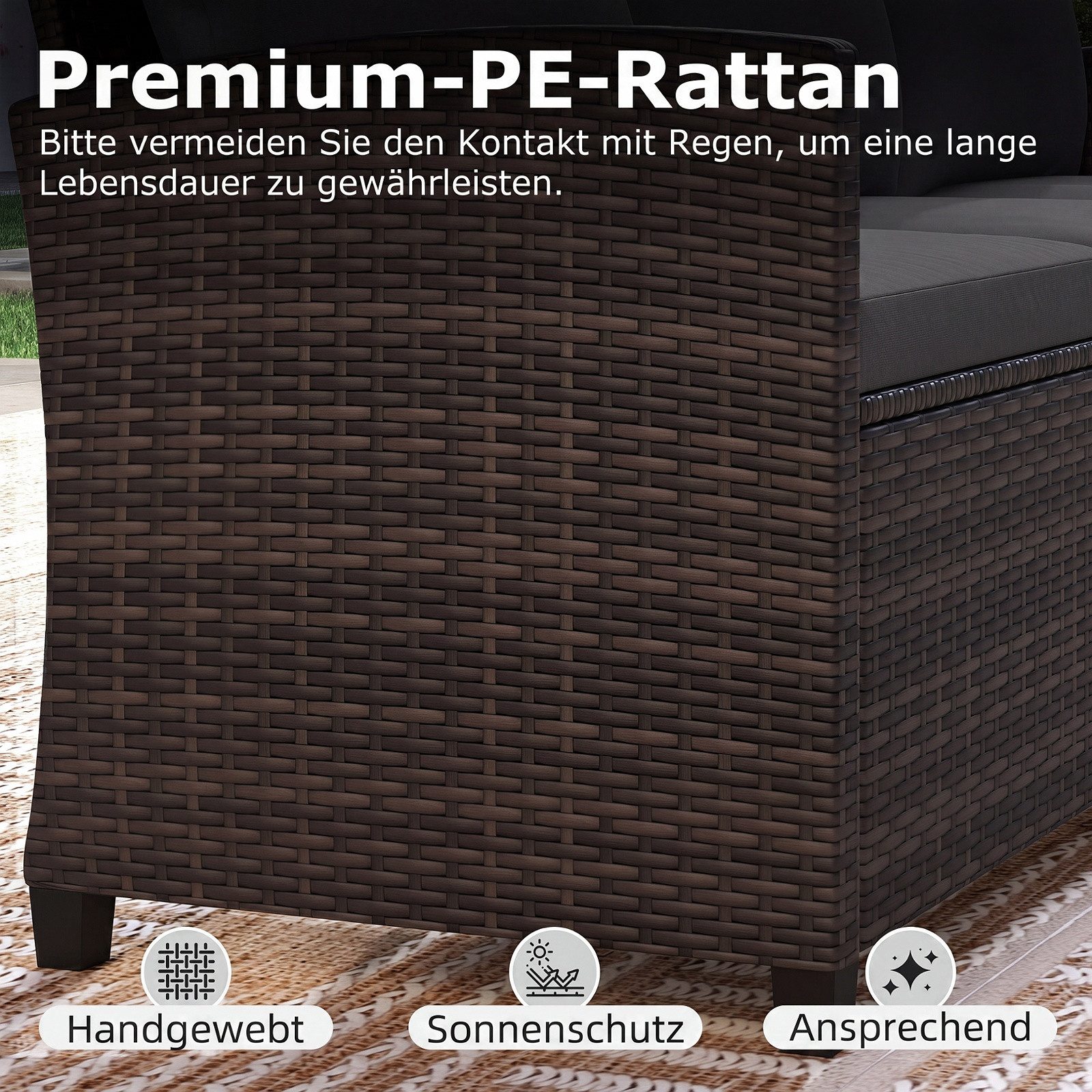 COSTWAY Gartenlounge-Set, (6-tlg), Rattan-Gartenmöbel für 7 Personen mit Kissen