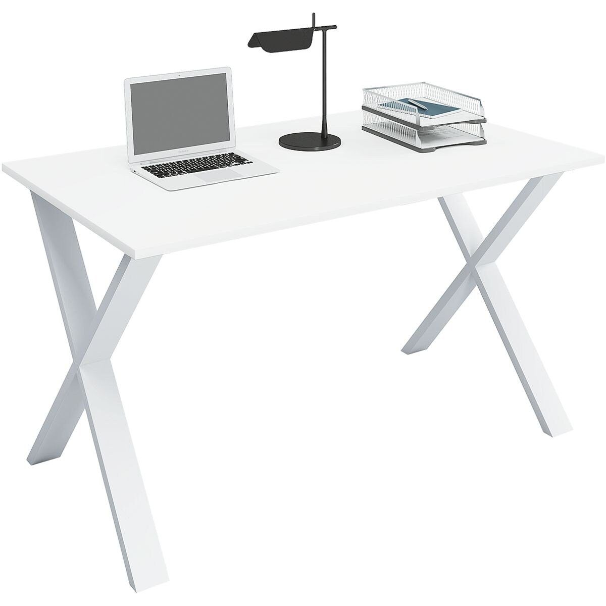 VCM Schreibtisch Lona, rechteckig, Tiefe 50 cm, X-Fuß weiß