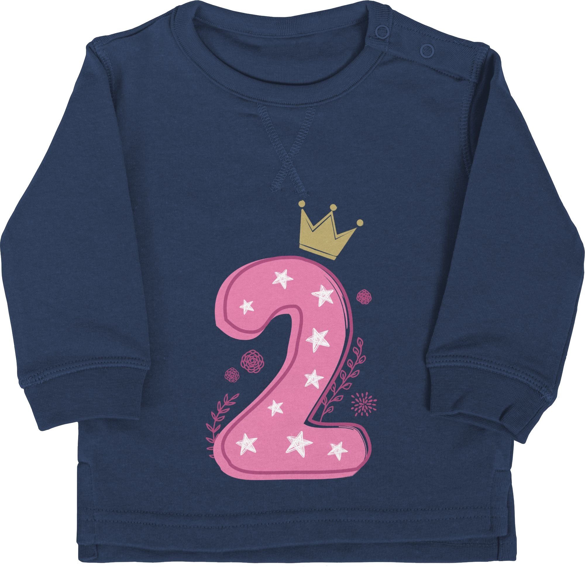 Shirtracer Sweatshirt Zweiter Birthday Mädchen 2. Geburtstag 1 Navy Blau