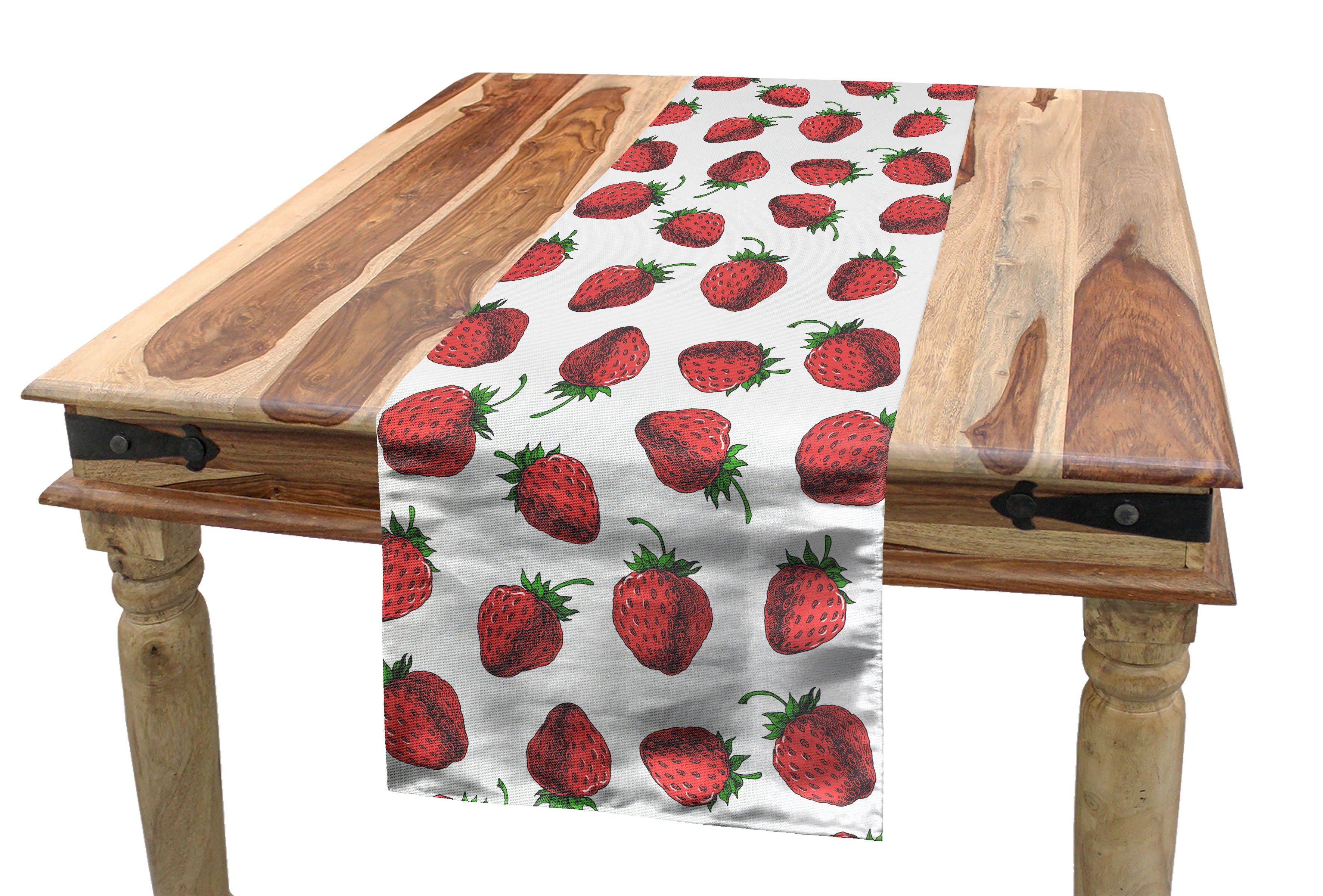 Abakuhaus Tischläufer Esszimmer Küche Rechteckiger Dekorativer Tischläufer, Rot und Grün Frische Früchte