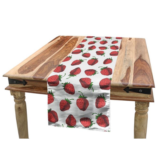 Abakuhaus Tischläufer Esszimmer Küche Rechteckiger Dekorativer Tischläufer Rot und Grün Frische Früchte