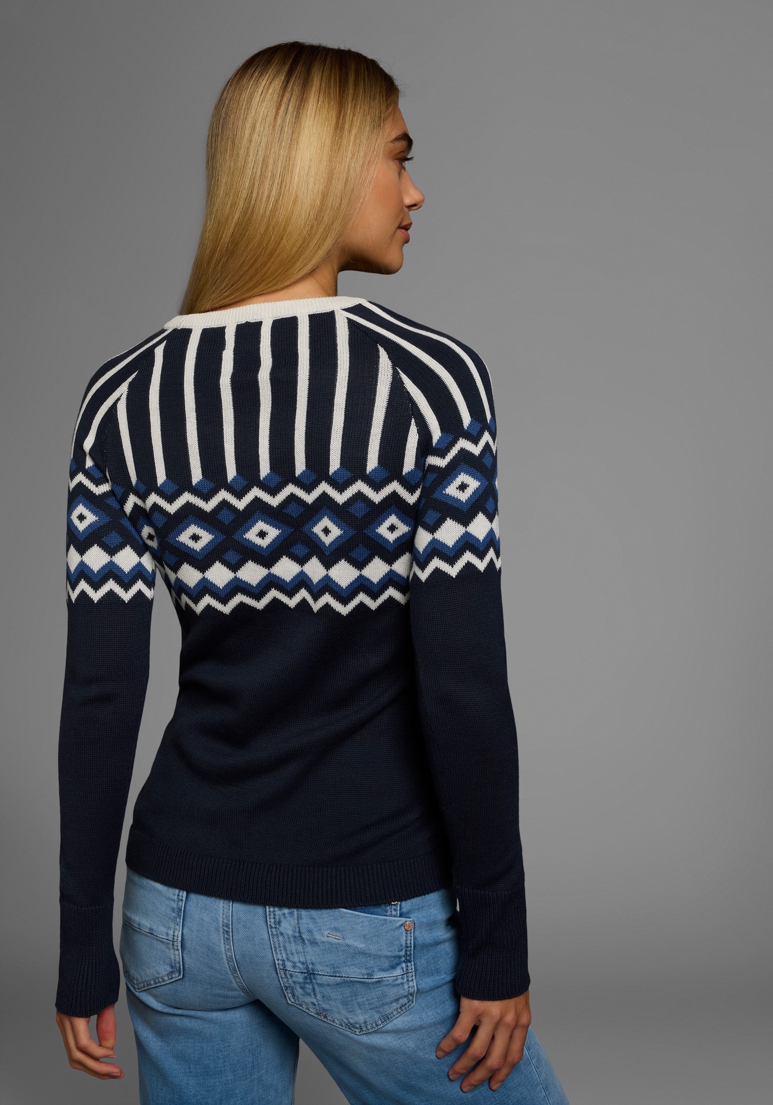 AJC Jacquardpullover mit Norwegermuster in verschiedenen Farbvarianten
