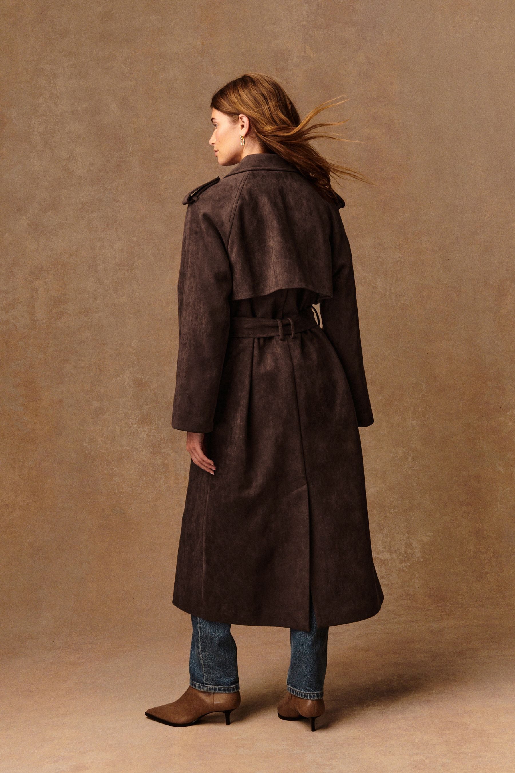 Next Ledermantel Trenchcoat aus imitiertem Veloursleder günstig online kaufen