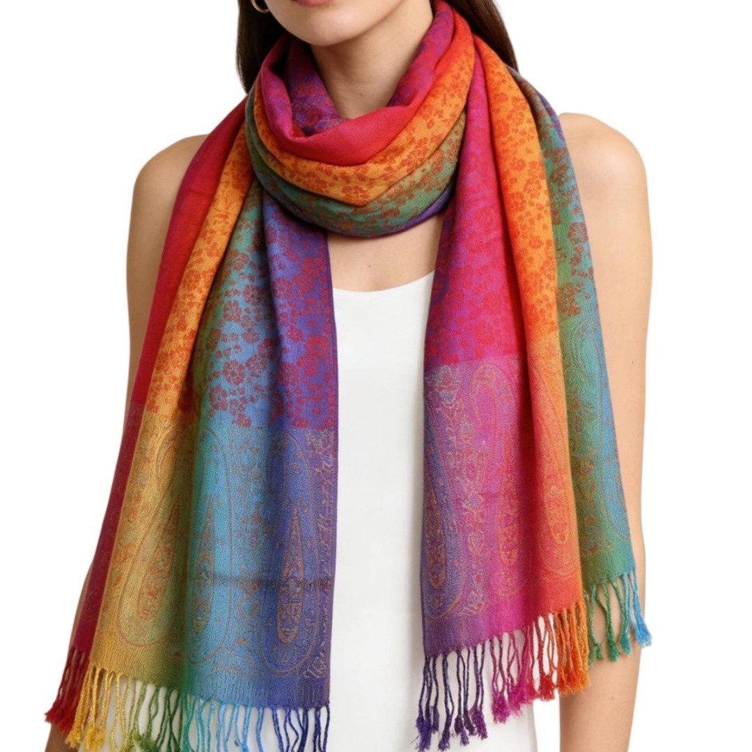 nsihing Modeschal Pashmina Schal Damen, Elegant Weich Schultertuch Schal für Damen, Leicht Frauen Halstuch Stola mit Paisleymuster - Tuch Lang Damen