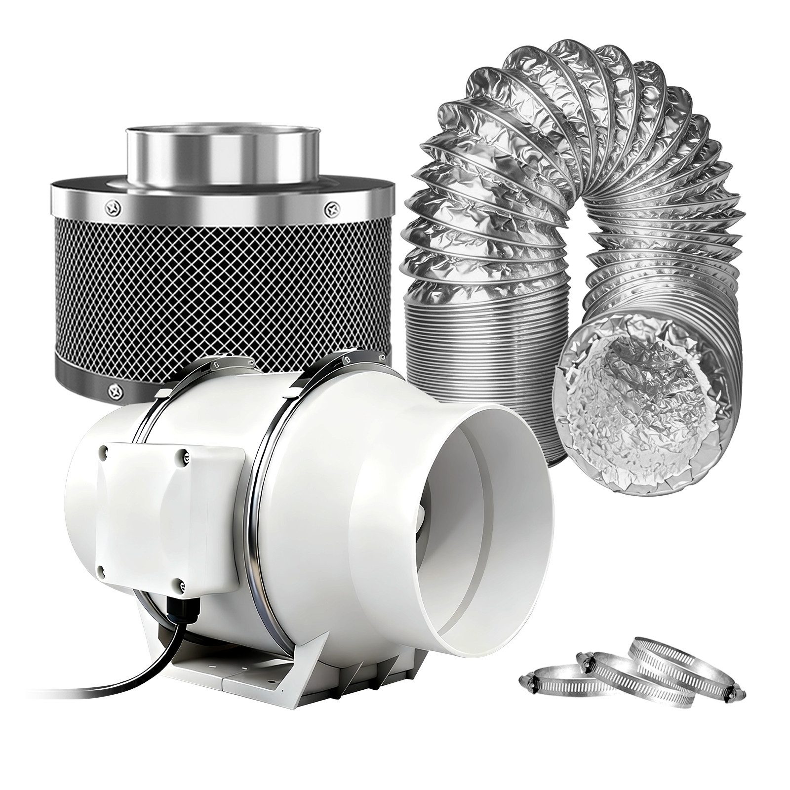 CannoBox Standventilator CannoBox Rohrventilator 100 Abluft Komplettset Aktivkohlefilter, 4 Zoll,220 m³/h, ≈30 dB,IAV-Wert 1200+,growzelt