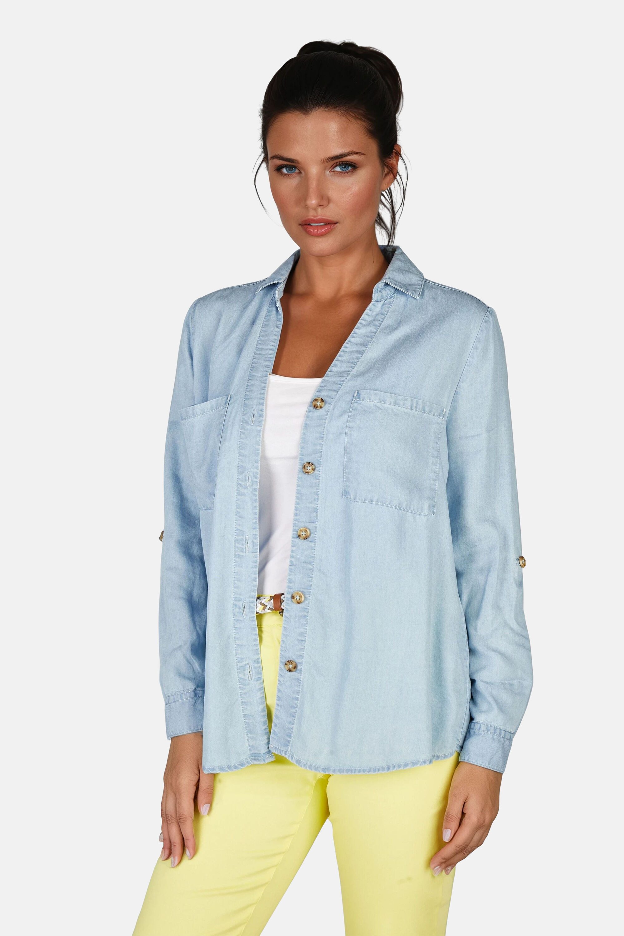 NAVIGAZIONE Langarmbluse leichter Denimstoff