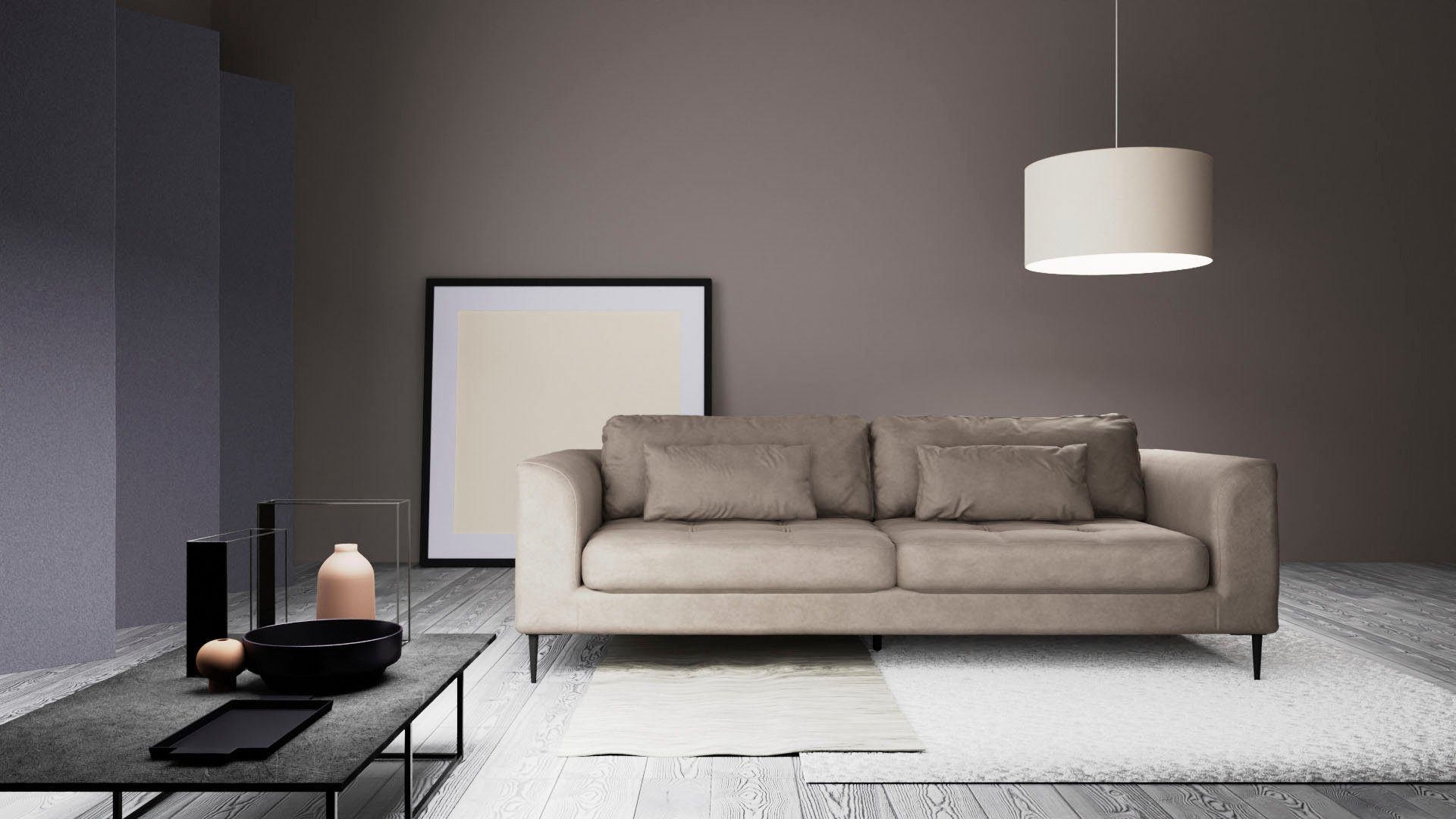 TRENDMANUFAKTUR 3-Sitzer Luzi, gemütlich elegant, tolle Detailverarbeitung, Steppung im Sitz, wahlweise mit Schlaffunktion und Bettkasten, inklusive Nierenkissen