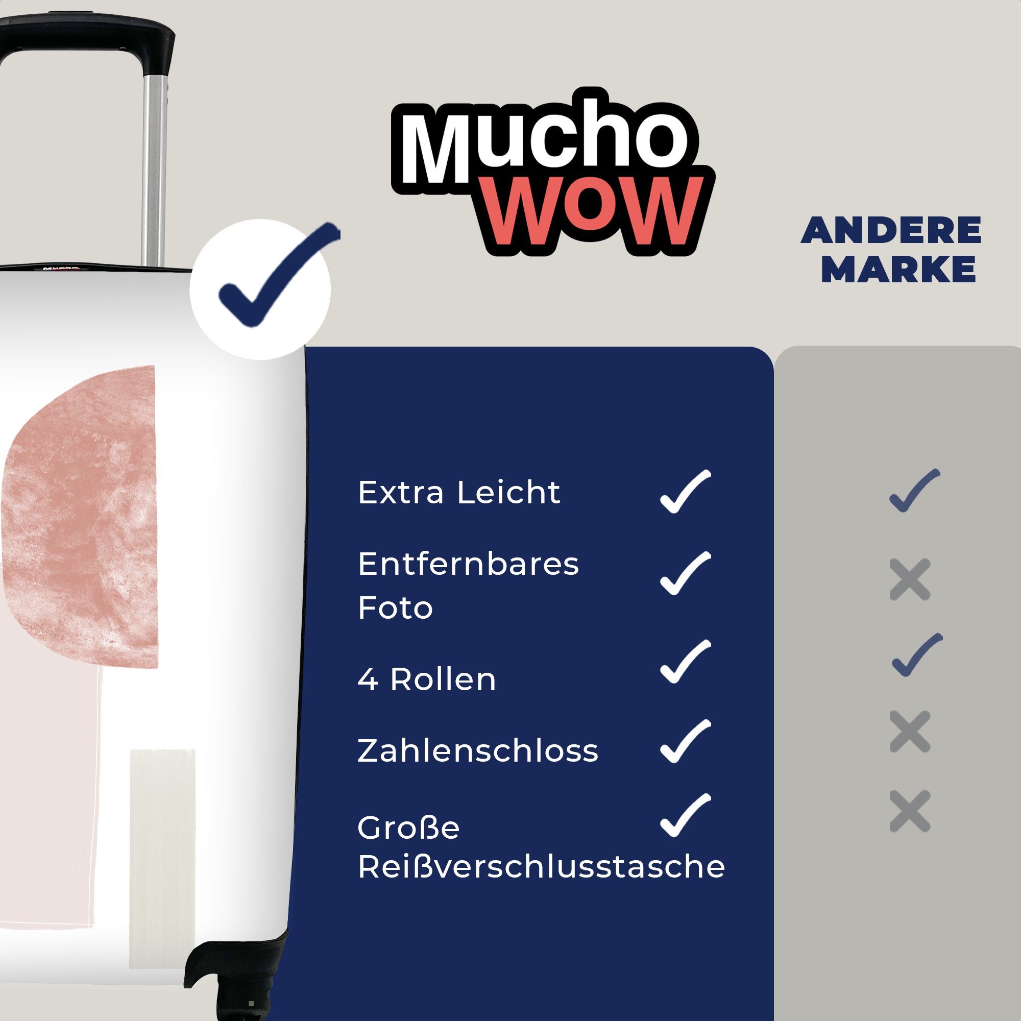MuchoWow Handgepäckkoffer Abstrakt - mit - Pastell Design, Ferien, Reisetasche Rollen, Reisekoffer 4 für Trolley, Handgepäck rollen