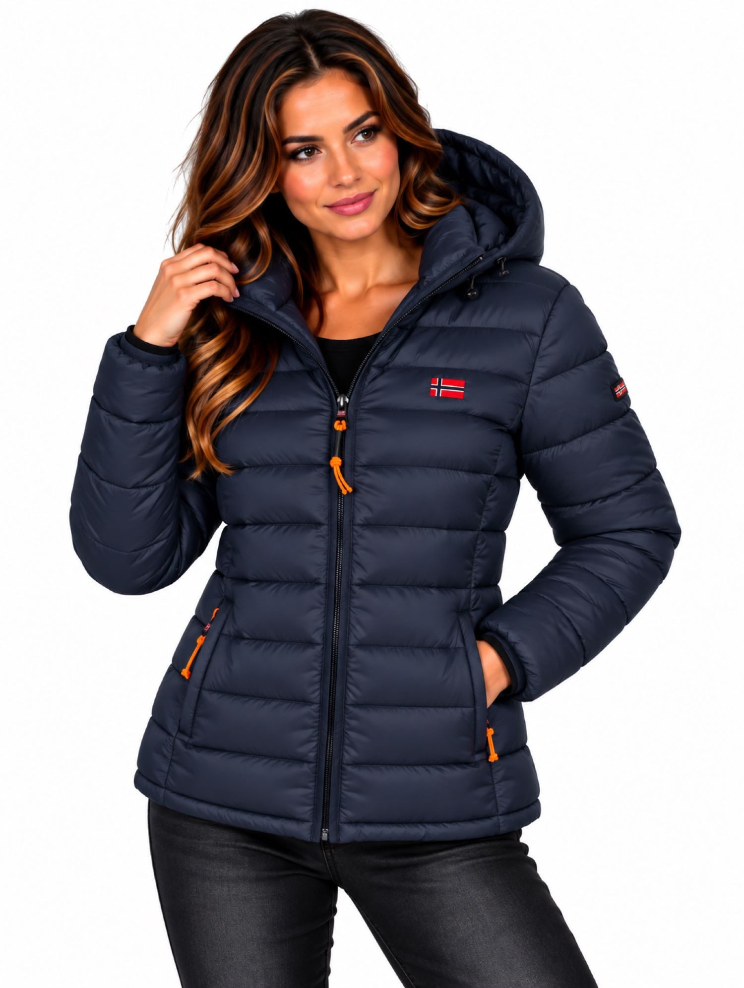 Geographical Norway Steppjacke Damen Herbst Winter Jacke Steppjacke Outdoor Übergangs leicht Kapuze