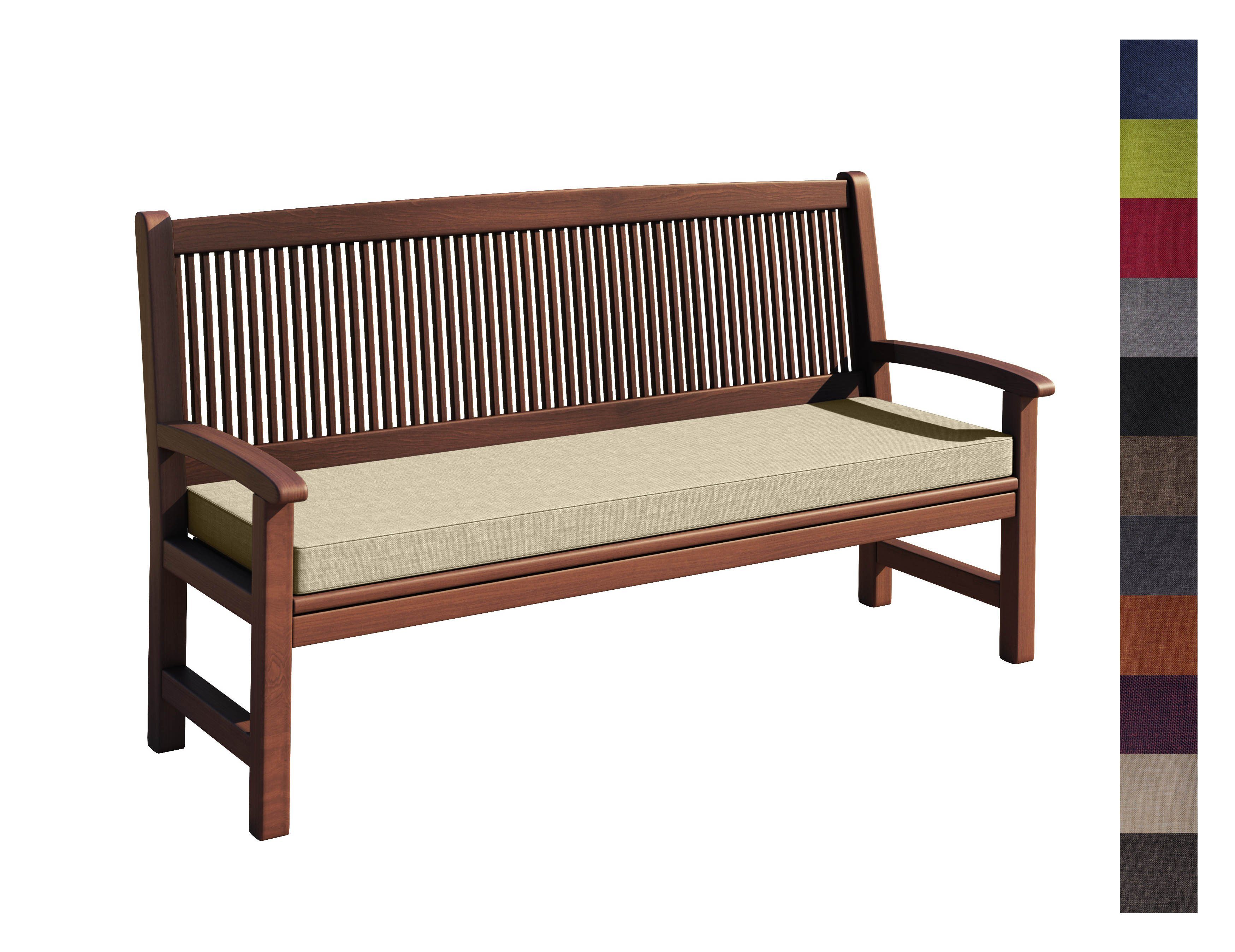 sunnypillow Bankauflage Bankauflage Auflage für Gartenbank 100 - 200 cm, Bankkissen mit abnehmbarem Bezug 120 x 40 x 5cm