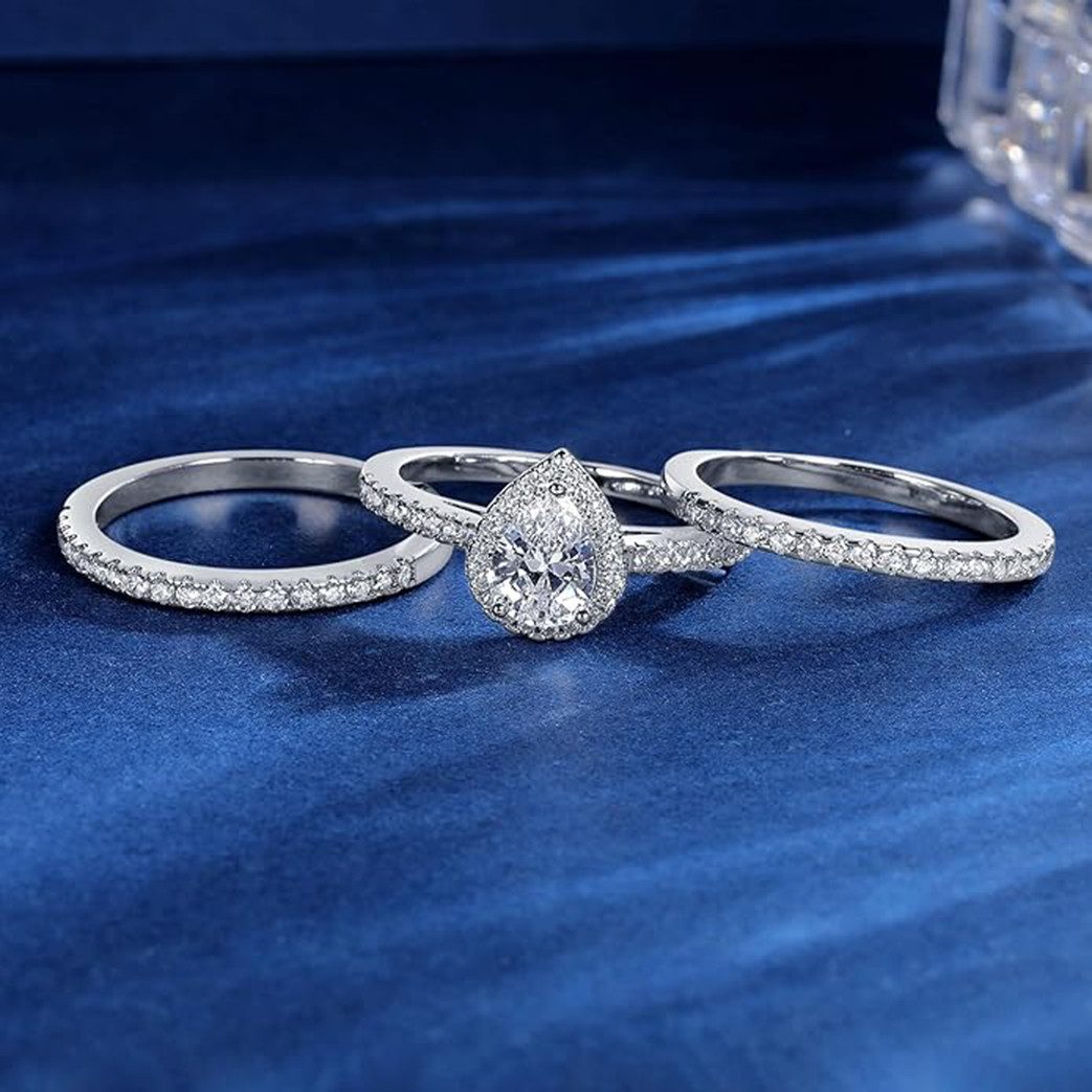 Jumpeak Verlobungsring Ring-Set,2ct,D,VS1,2EX,Diamantring für Damen,Ehering,14K Weißgold, Geschenk für frau,Geschenk ideen für frau,Liebes geschenk für sie