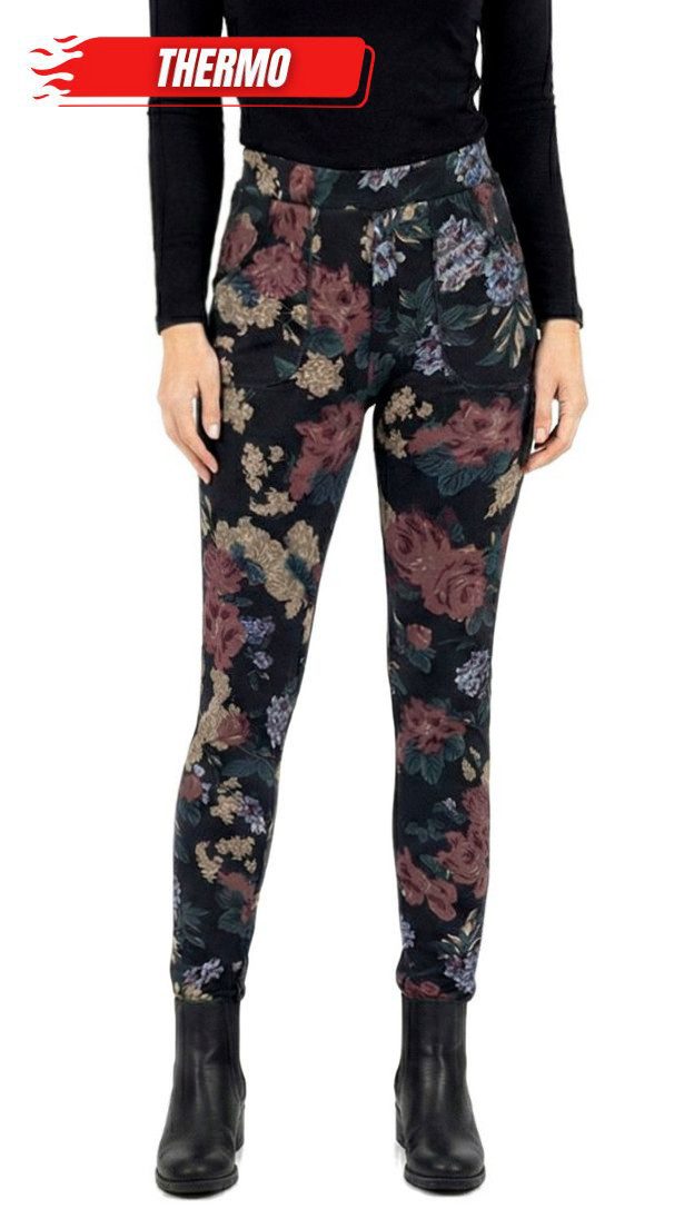 dy_mode Thermohose Damen Thermohose Warme Winterhose / Thermoleggings Thermo Schlupfhose Middel Waist, mit Innenfutter, mit elastischem Bund