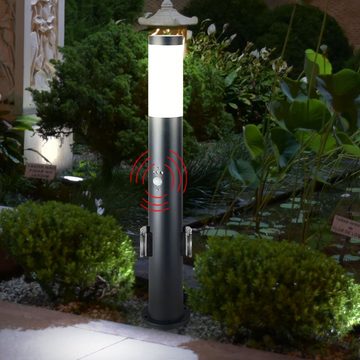 Globo Sockelleuchten, Leuchtmittel nicht inklusive, Steh Leuchte Garten Beleuchtung Bewegungsmelder Außen Steckdosen
