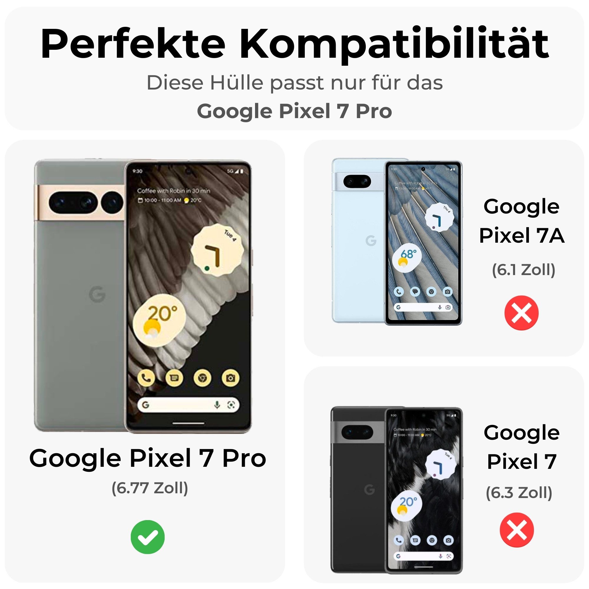 betterfon Handyhülle für Google Pixel 7 / 7 Pro2-teiliges 360° Schutzcase mit Panzerglas, Stoßfestes TPU, elastisch, kratzfest & griffig im Alltag