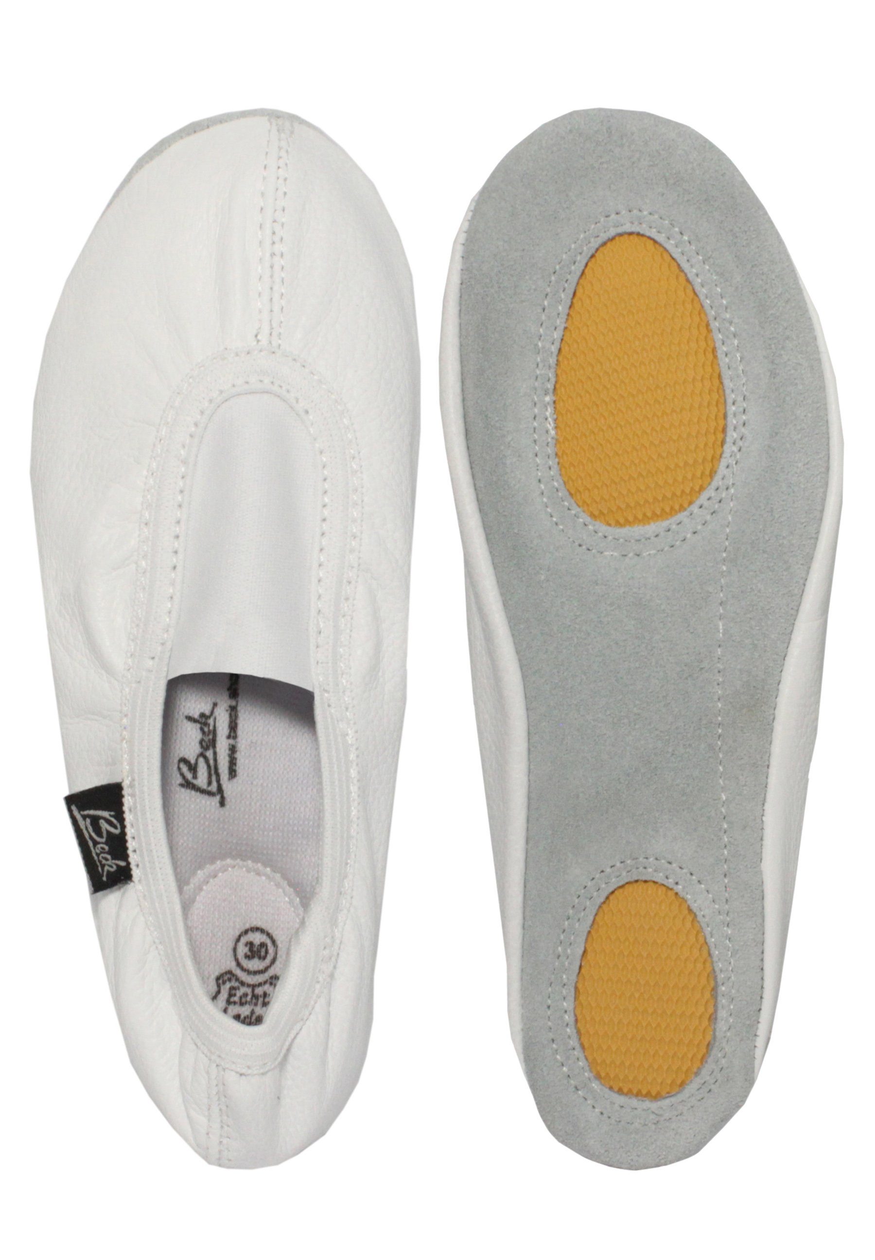 Schläppchen Echt-Leder mit Gummi / Leder-Sohle Gymnastikschuh