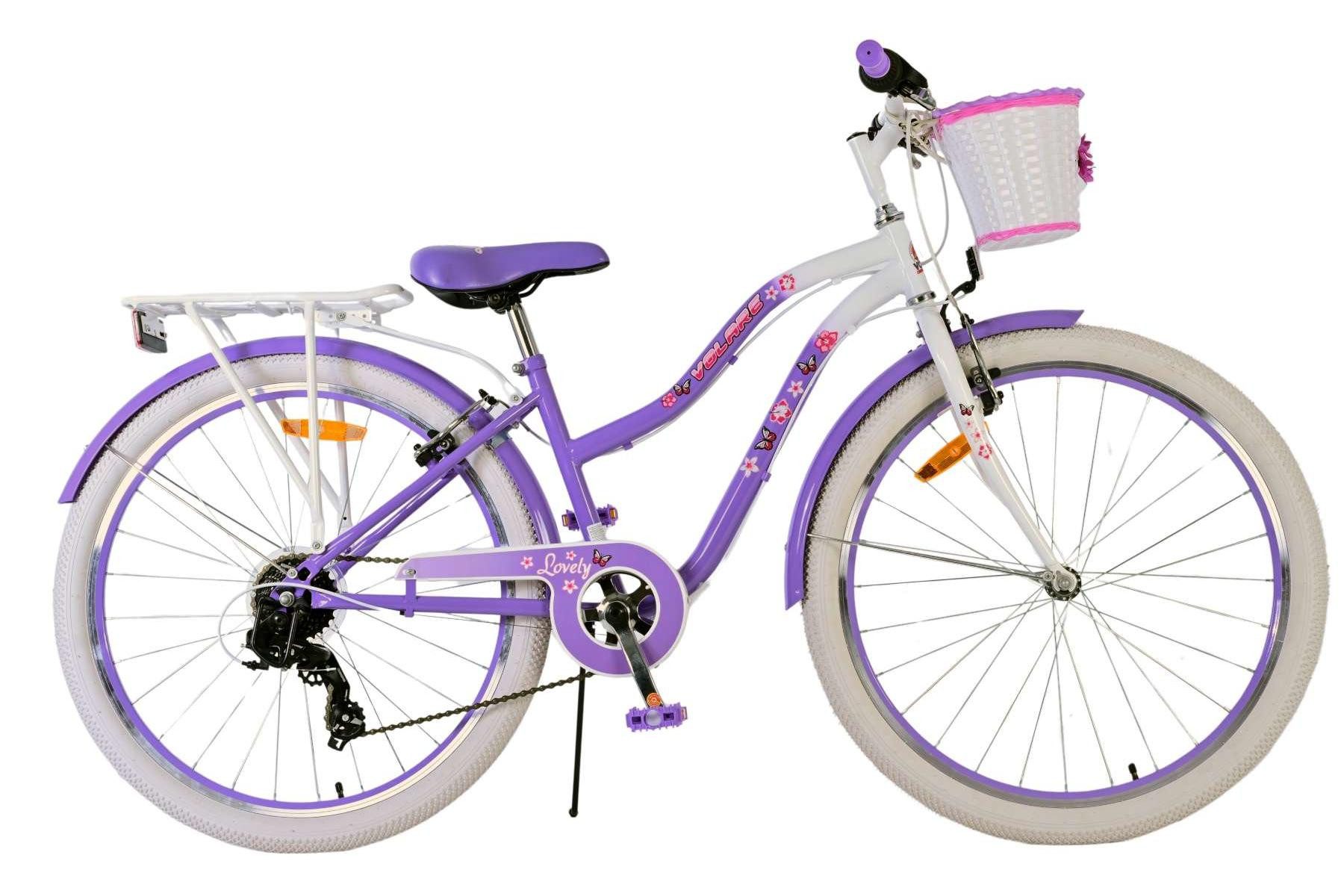 Kinderfahrrad Volare Lovely Kinderfahrrad für Mädchen - 26 Zoll in Lila mit 7 Gängen