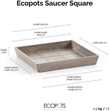ECOPOTS Topfuntersetzer Quadratisch 35 Taupe, Zubehör für Ecopots Pflanzgefäße, für innen und außen: frostsicher, bruchsicher und lichtbeständig