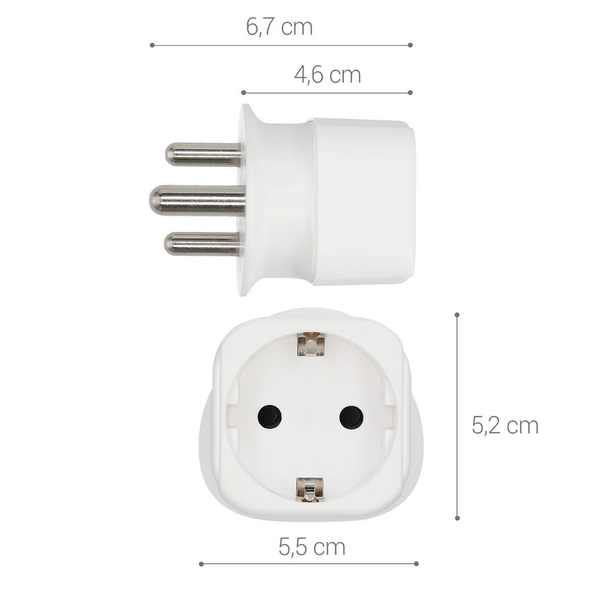 kwmobile 2x Reiseadapter Südafrika Typ-M - Schuko EU zu Typ M Steckdose Adapter, 6.70 cm