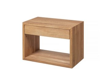 Woodek Design Nachttisch HUGO Breiter mit Schublade und Regal, Kompakt und Minimalistisch (Ablagetische aus geöltem Eichenholz, 2-St., Hängende und Moderne Nachttischkonsolen), Skandinavische Wandschränke