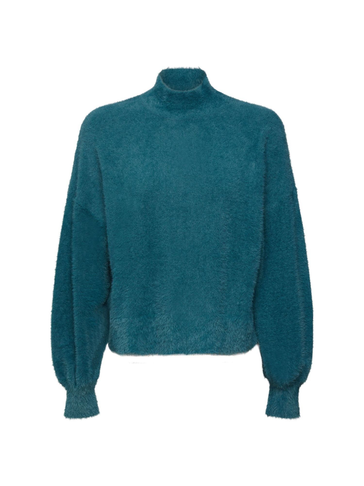 edc by Esprit Stehkragenpullover GREEN Stehkragen Webfellpullover mit TEAL