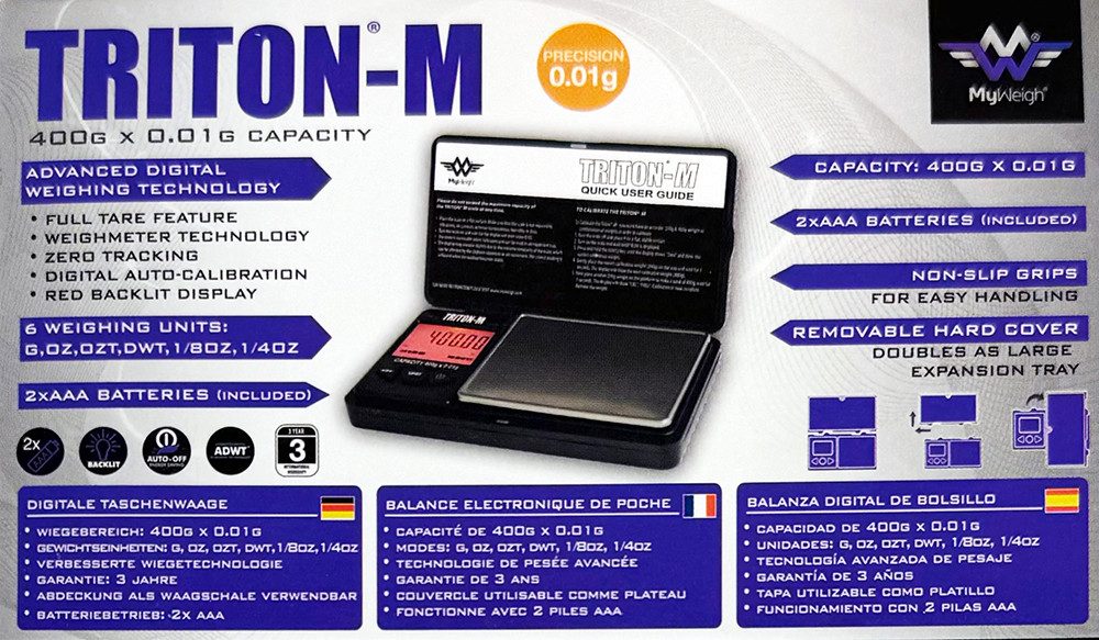 MyWeigh Taschenwaage Digitale Feinwaage Triton-M, 400 g / 0,01 g, Taschenwaage