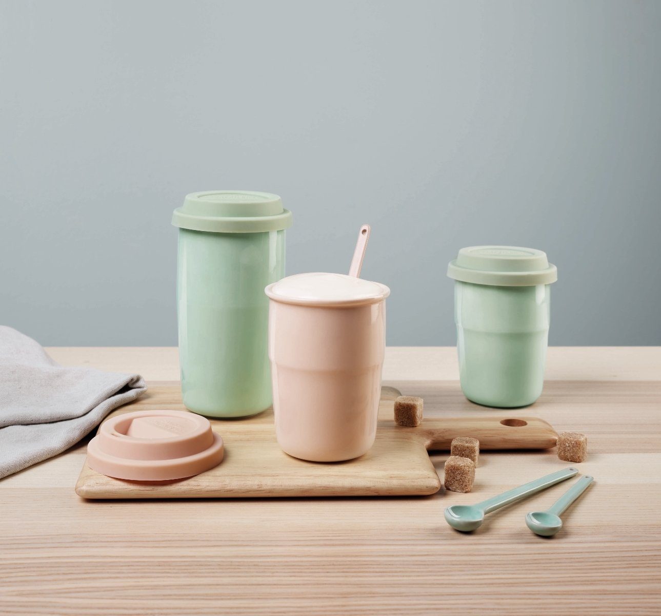 ASA SELECTION Becher cup & go Thermobecher mint Deckel mint 0,2 l, Porzellan / Silikon, Geschirr