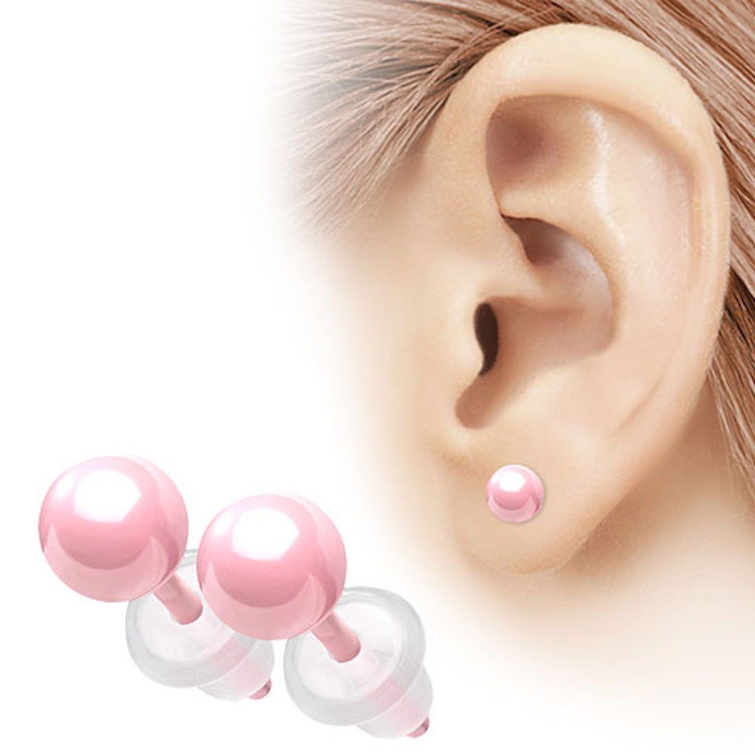 Taffstyle Paar Ohrstecker Ohrringe Stecker Ohrstecker Keramik Kugel Perlen Perlenohrringe Rund (Rosa), Geschenke für Frauen Freundin zum Geburtstag Weihnachten Valentinstag