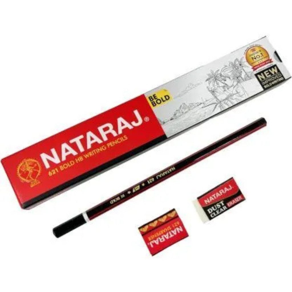 Bleistift Nataraj HB Bleistifte Schwarz mit Gratis Radierer & Spitzer, (Packung, 1-tlg., Nataraj Schreiben HB Bleistifte), qualitativ